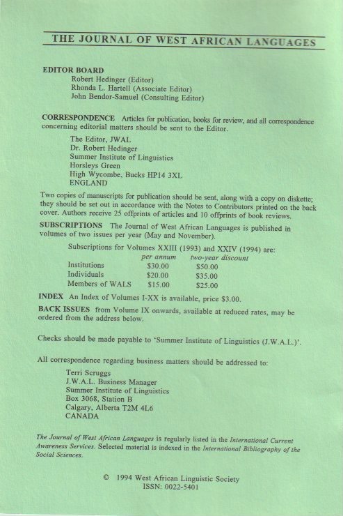 Editorial board and subscription details