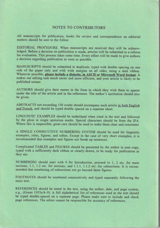 Notes to Contributors