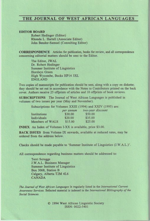 Editorial board and subscription details