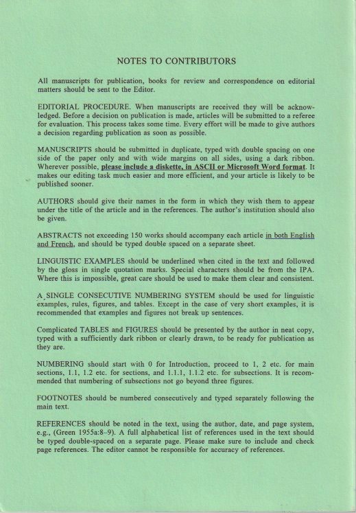 Notes to Contributors
