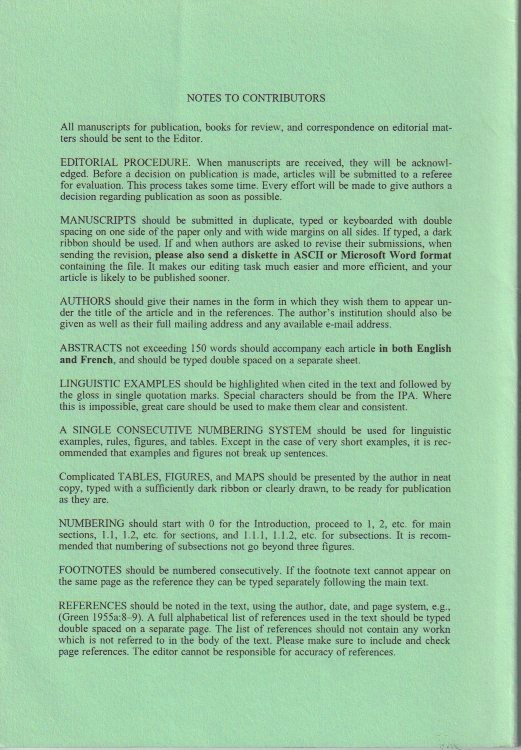 Notes to Contributors