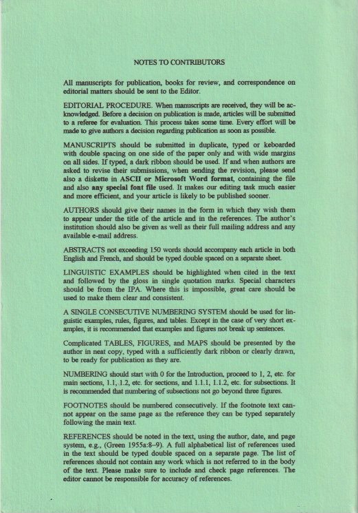 Notes to Contributors