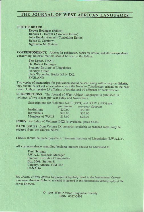 Editorial board and subscription details