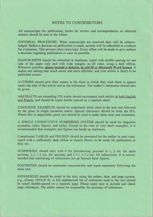 Notes to Contributors