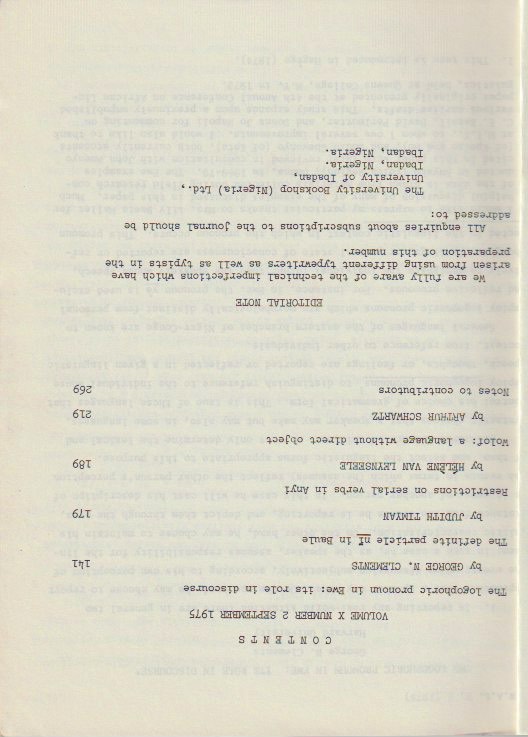 Contents and editorial note