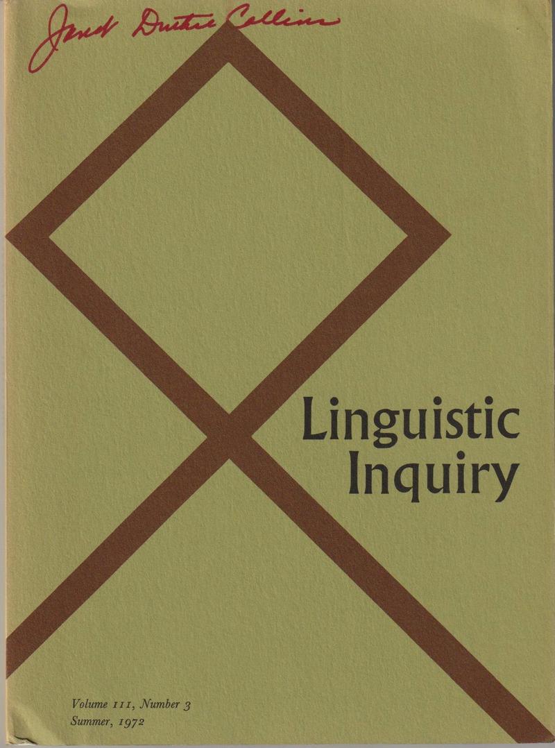 Linguistic Inquiry Vol. III, No. 3