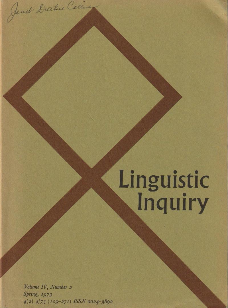 Linguistic Inquiry Vol. IV, No. 2