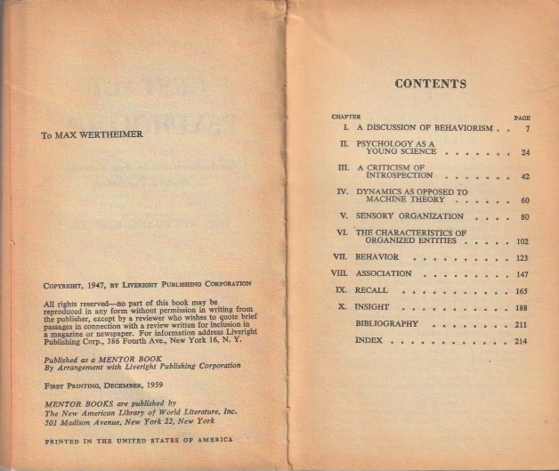 Copyright page and contents