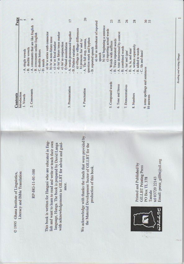 Copyright page and contents
