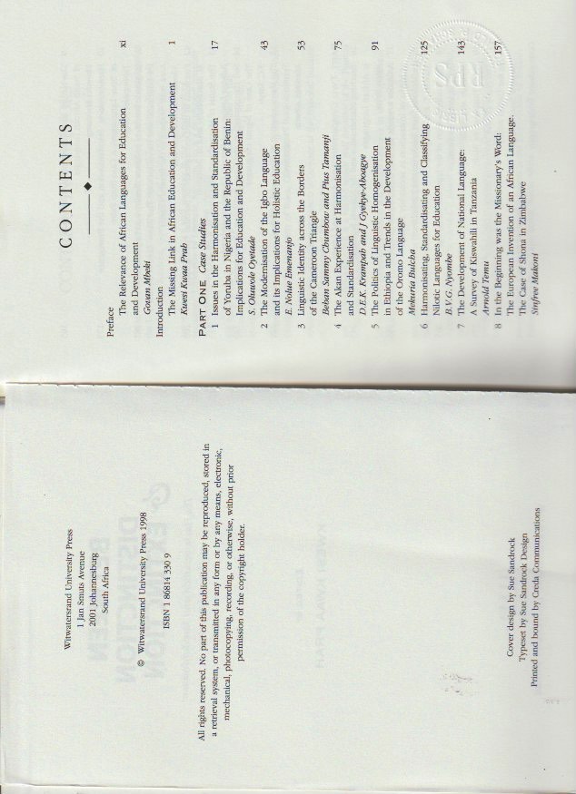 Imprint page and contents