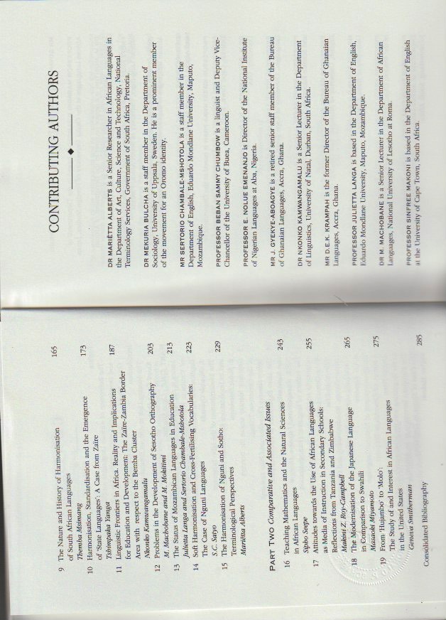 Contents and contributing authors