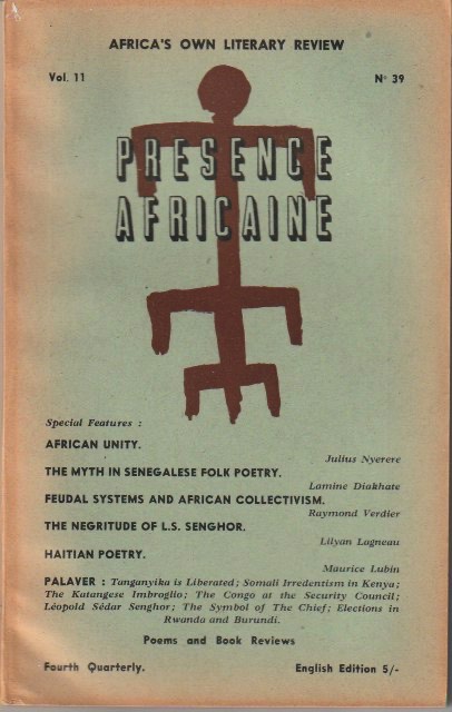 Présence Africaine No. 39