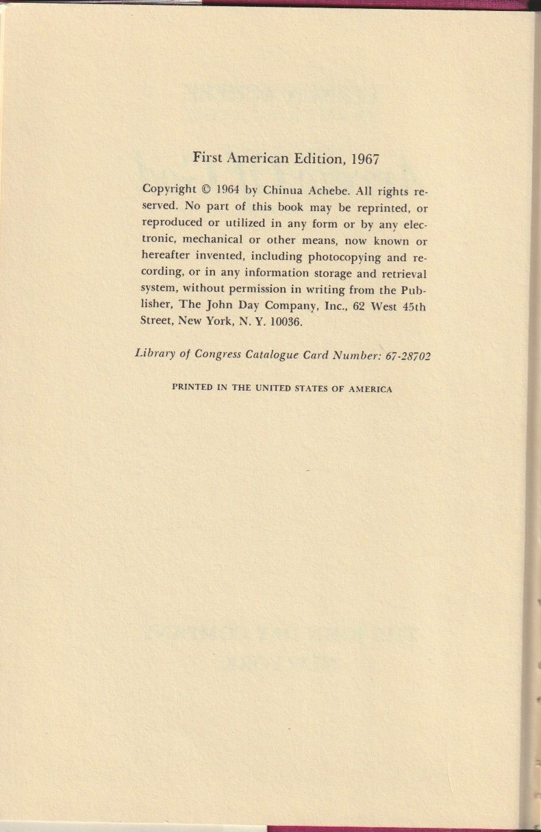 Arrow of God — Imprint page