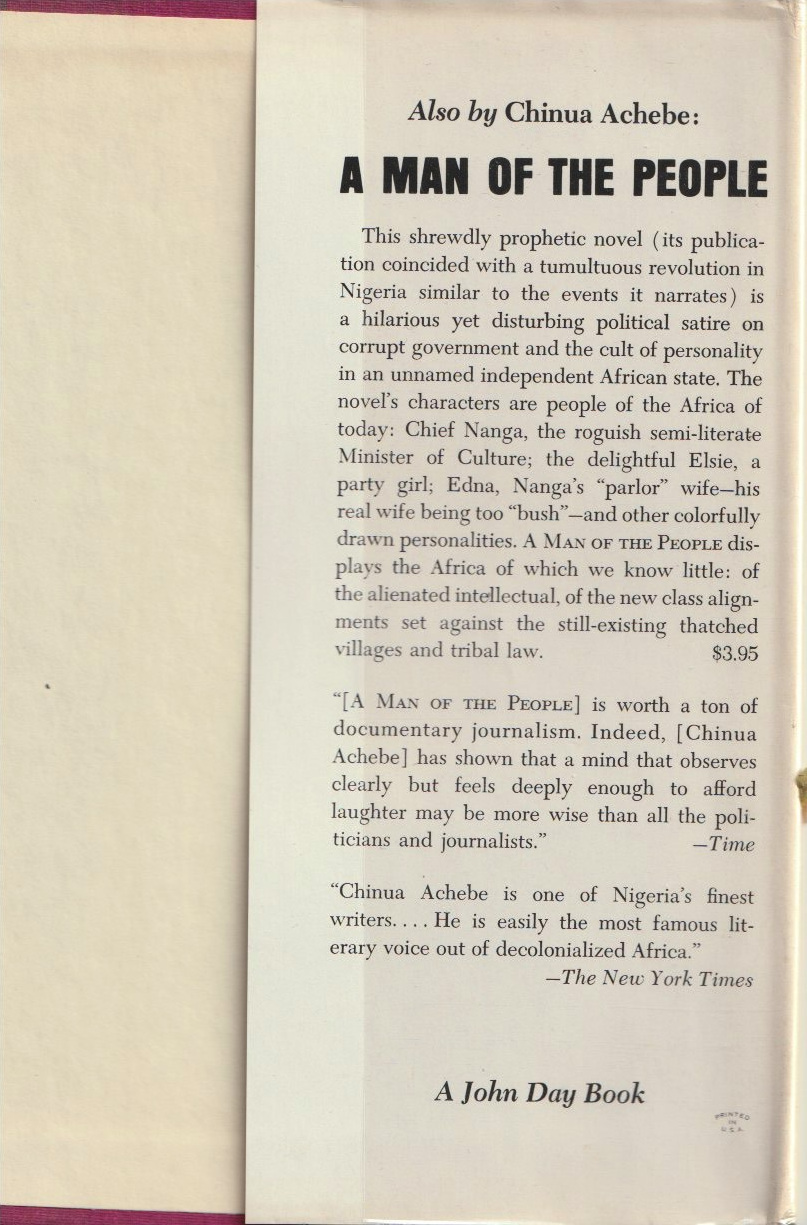 Arrow of God — Back flap  A Man of the People