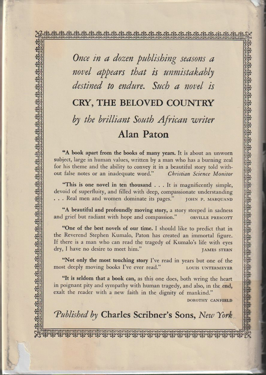 Cry, the Beloved Country — Review extracts