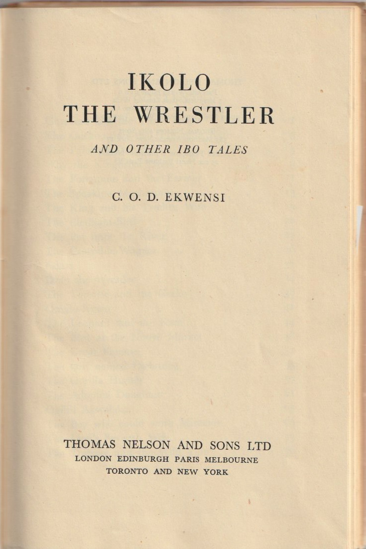 Ikolo the Wrestler and Other Ibo Tales — Title page