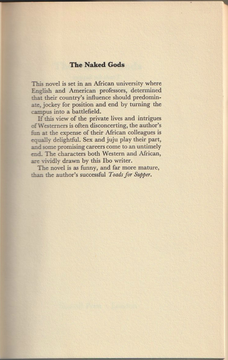 The Naked Gods — Jacket blurb