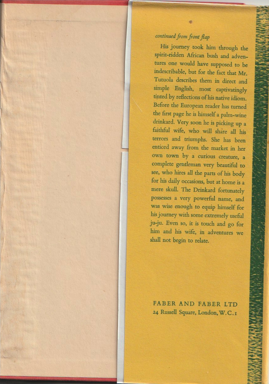 The Palm-Wine Drinkard — Back flap