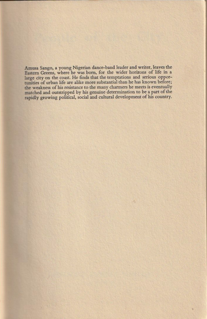 People of the City — Dust jacket blurb