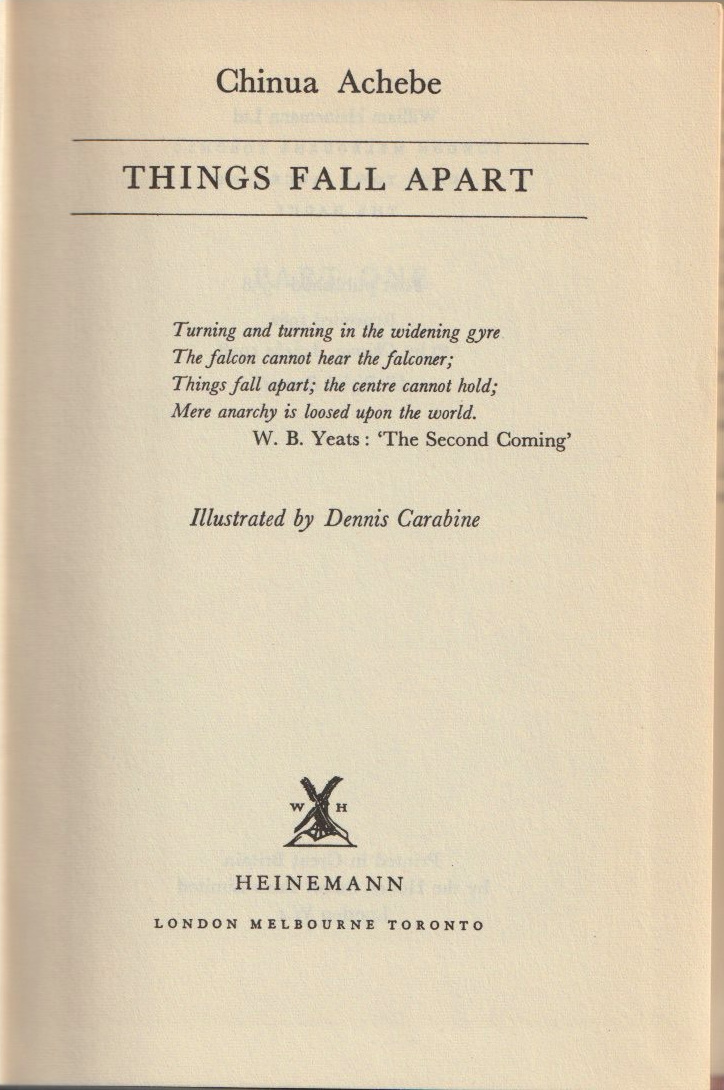 Things Fall Apart — Title page  epigraph