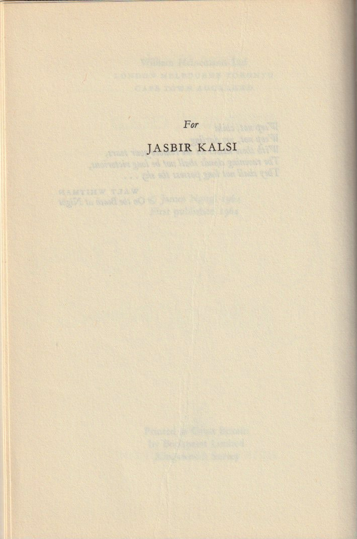 Weep Not, Child — Dedication