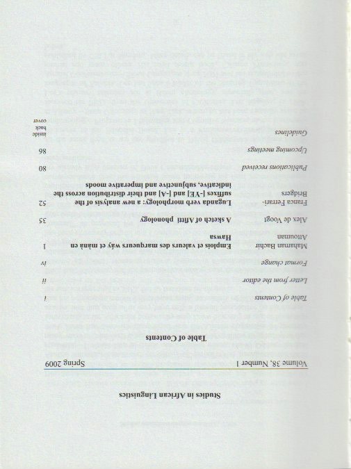 Table of contents