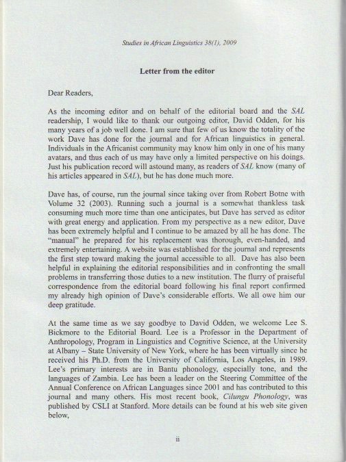 Letter from the editor