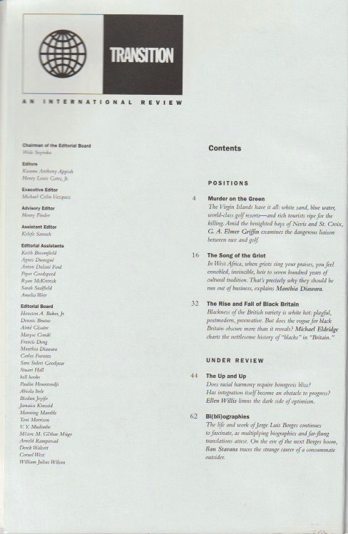 Masthead and contents